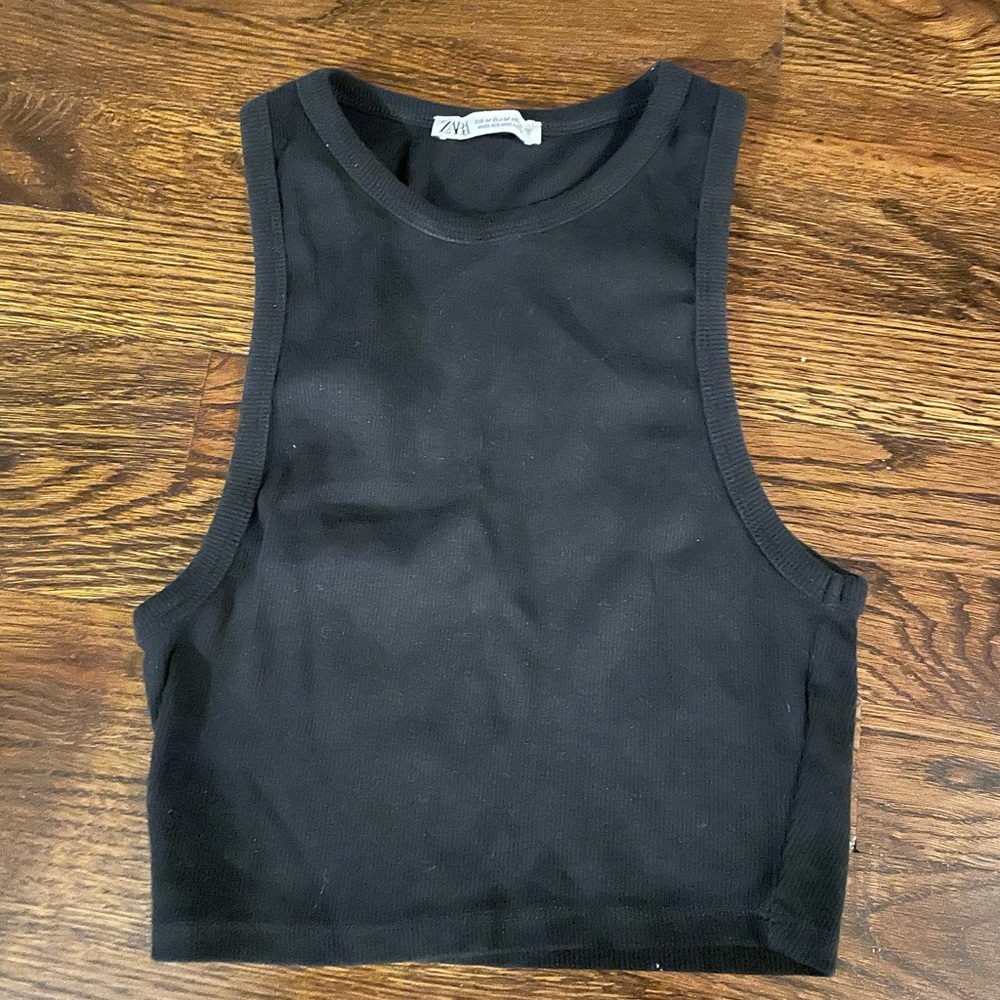 Zara black ribbed crop tank